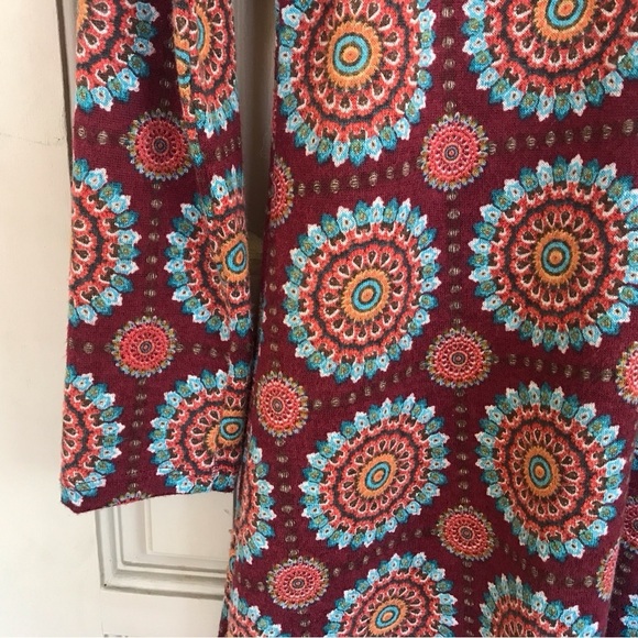 Cece Dress SzM South Western Pattern Gold Bar REd/Turquoise Knee Length Knit - Picture 5 of 5